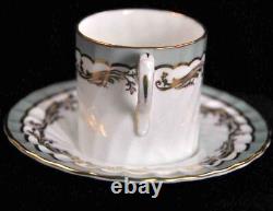 Aynsley Swirl 4 Coffee Can Demitasse Cups & Saucers Sage Green Gold 1950-1952