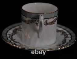 Aynsley Swirl 4 Coffee Can Demitasse Cups & Saucers Sage Green Gold 1950-1952