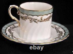 Aynsley Swirl 4 Coffee Can Demitasse Cups & Saucers Sage Green Gold 1950-1952