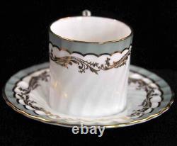 Aynsley Swirl 4 Coffee Can Demitasse Cups & Saucers Sage Green Gold 1950-1952