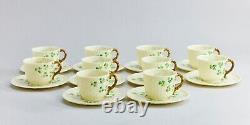 BELLEEK Basket Weave 10 Demitasse Tea Cup & Saucer Set 3d Mark 1926-46 R172