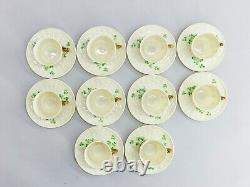 BELLEEK Basket Weave 10 Demitasse Tea Cup & Saucer Set 3d Mark 1926-46 R172