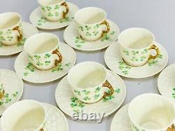 BELLEEK Basket Weave 10 Demitasse Tea Cup & Saucer Set 3d Mark 1926-46 R172