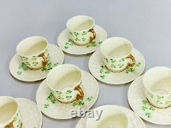 BELLEEK Basket Weave 10 Demitasse Tea Cup & Saucer Set 3d Mark 1926-46 R172