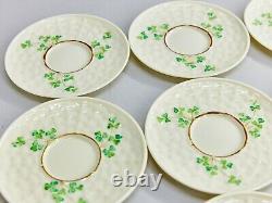 BELLEEK Basket Weave 10 Demitasse Tea Cup & Saucer Set 3d Mark 1926-46 R172