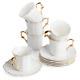 Btät- Espresso Cups And Saucers, Set Of 6 Demitasse Cups 2.4 Oz With Gold Trim