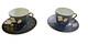 Bareuther Waldsassen Set Of 2 Black Demitasse Cups And Saucers With Golden Roses