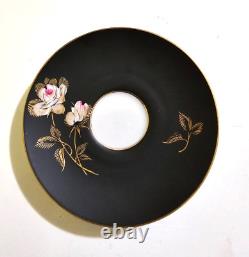 Bareuther Waldsassen set of 2 black demitasse cups and saucers with golden roses