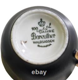 Bareuther Waldsassen set of 2 black demitasse cups and saucers with golden roses