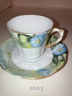 Bassett Limoges Austria Set Of 5 Hand-Painted Demitasse Cups & Saucers 1890-1920