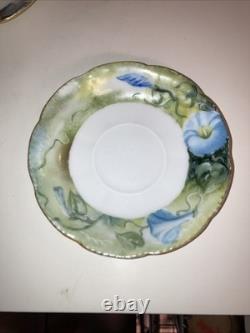 Bassett Limoges Austria Set Of 5 Hand-Painted Demitasse Cups & Saucers 1890-1920