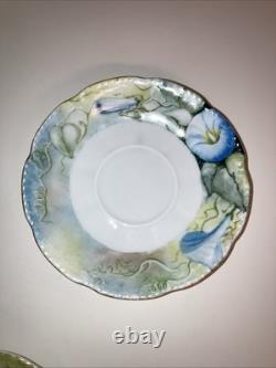Bassett Limoges Austria Set Of 5 Hand-Painted Demitasse Cups & Saucers 1890-1920