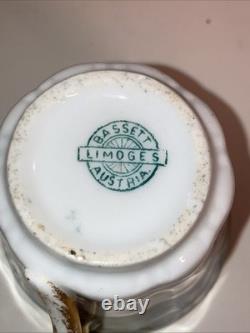 Bassett Limoges Austria Set Of 5 Hand-Painted Demitasse Cups & Saucers 1890-1920
