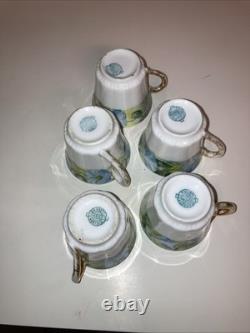 Bassett Limoges Austria Set Of 5 Hand-Painted Demitasse Cups & Saucers 1890-1920