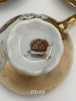 Bavaria Gold Gilded Demitasse Tea Cups & Saucers (Set of 12) Courting Scene