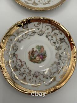 Bavaria Gold Gilded Demitasse Tea Cups & Saucers (Set of 12) Courting Scene
