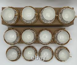 Bavaria Gold Gilded Demitasse Tea Cups & Saucers (Set of 12) Courting Scene