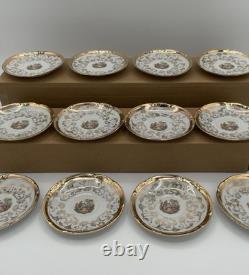 Bavaria Gold Gilded Demitasse Tea Cups & Saucers (Set of 12) Courting Scene