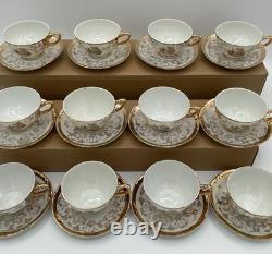 Bavaria Gold Gilded Demitasse Tea Cups & Saucers (Set of 12) Courting Scene