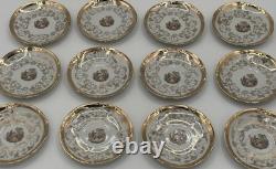 Bavaria Gold Gilded Demitasse Tea Cups & Saucers (Set of 12) Courting Scene
