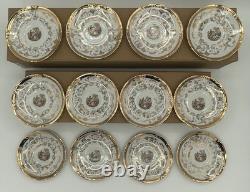 Bavaria Gold Gilded Demitasse Tea Cups & Saucers (Set of 12) Courting Scene