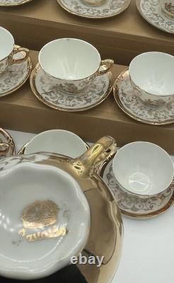 Bavaria Gold Gilded Demitasse Tea Cups & Saucers (Set of 12) Courting Scene