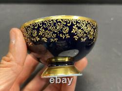Bavaria Johann Haviland Cobalt Blue&Gold Demitasse Tea Cup &Saucer 4Set