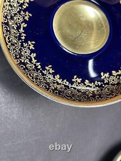 Bavaria Johann Haviland Cobalt Blue&Gold Demitasse Tea Cup &Saucer 4Set