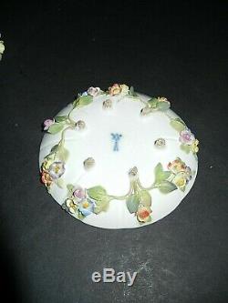 Beautiful 19th Century Encrusted Floral Meissen Demitasse Cup And Saucer