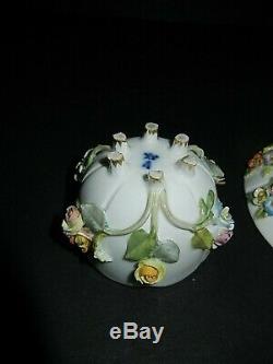 Beautiful 19th Century Encrusted Floral Meissen Demitasse Cup And Saucer