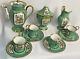 Beautiful Green And Gold Antique Imperial Style Demitasse 13 Piece Set