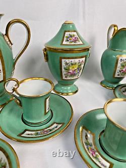 Beautiful Green and Gold Antique Imperial Style Demitasse 13 Piece Set