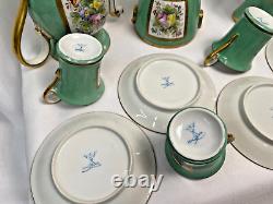 Beautiful Green and Gold Antique Imperial Style Demitasse 13 Piece Set