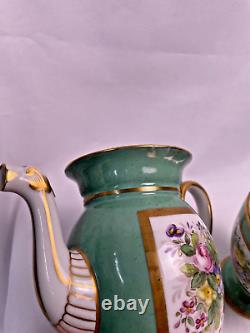 Beautiful Green and Gold Antique Imperial Style Demitasse 13 Piece Set