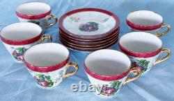 Beautiful, Rare, Vintage Imperial Fine China Cups and Saucers. Set of 6
