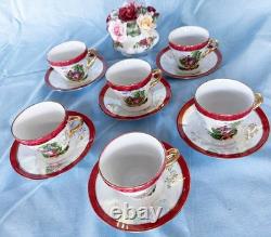 Beautiful, Rare, Vintage Imperial Fine China Cups and Saucers. Set of 6