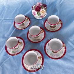 Beautiful, Rare, Vintage Imperial Fine China Cups and Saucers. Set of 6