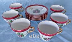 Beautiful, Rare, Vintage Imperial Fine China Cups and Saucers. Set of 6