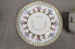 Bernardaud Limoges Chateaubriand Green Set of 9 Demitasse Cups and 10 Saucers