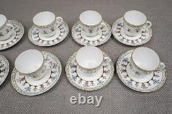 Bernardaud Limoges Chateaubriand Green Set of 9 Demitasse Cups and 10 Saucers