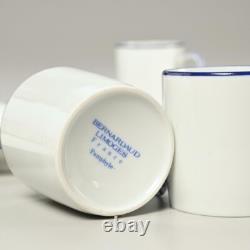 Bernardaud Limoges Pamphyle Blue White Porcelain Demitasse Cups Saucers Set of 8