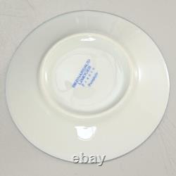 Bernardaud Limoges Pamphyle Blue White Porcelain Demitasse Cups Saucers Set of 8
