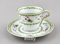 Bernardaud Porcelain Artois Vert Espresso Coffee Demitasse Cups & Saucers X 6