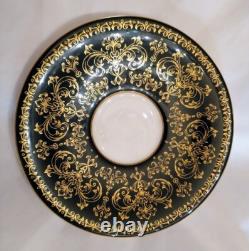 Black Gold Wedgwood Caernarvon Footed Coffee Demitasse Cup & Saucer Set 7 avail