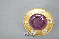 Bohemian Moser Style Enameled Gold & Cranberry Flashed Demitasse Cup & Saucer