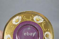 Bohemian Moser Style Enameled Gold & Cranberry Flashed Demitasse Cup & Saucer