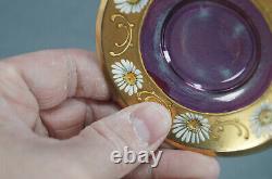 Bohemian Moser Style Enameled Gold & Cranberry Flashed Demitasse Cup & Saucer