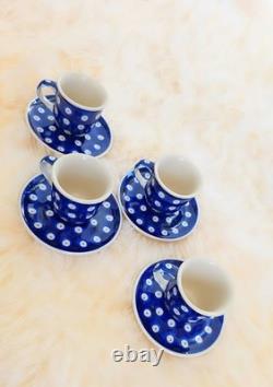 Boleslawiec Polish Pottery Espresso Demitasse Coffee Cups with Saucers SET OF 4