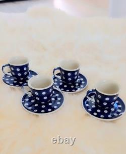 Boleslawiec Polish Pottery Espresso Demitasse Coffee Cups with Saucers SET OF 4