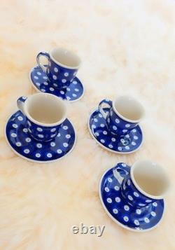 Boleslawiec Polish Pottery Espresso Demitasse Coffee Cups with Saucers SET OF 4